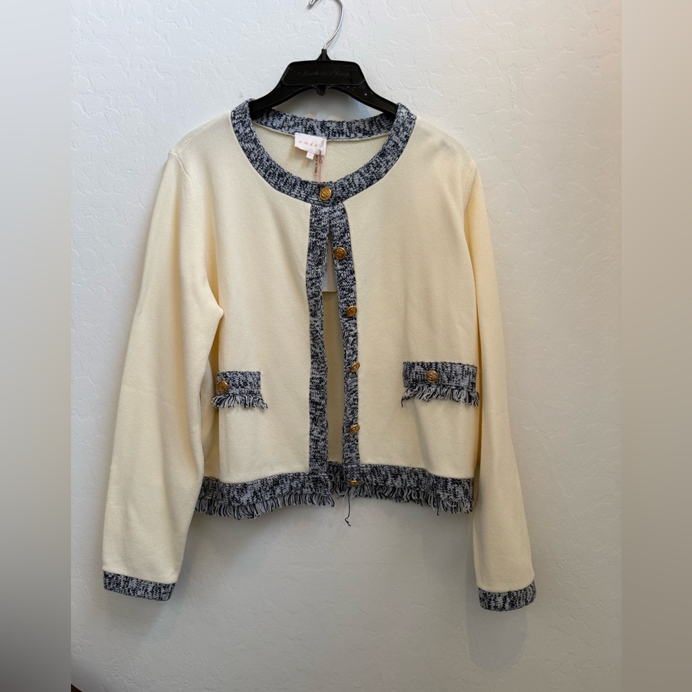 Cream Tweed-Trim Cropped Jacket - Women